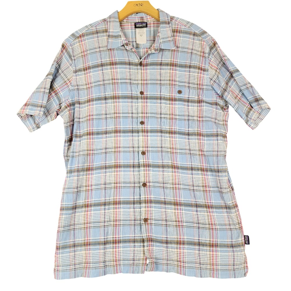 Patagonia Mens XL Organic Cotton Plaid Short Sleeve Button Down Shirt 52921 SP15